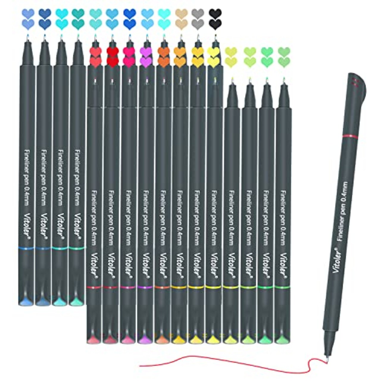 VITOLER 24 Colored Journaling , Fine Line Point Drawing Marker